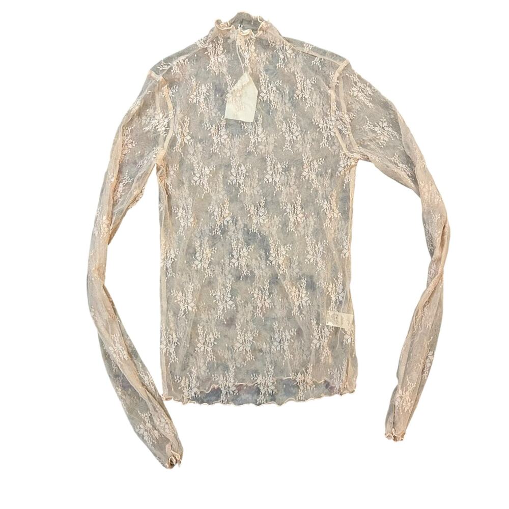 Hem & Thread Sheer Lace Top Womens Medium Pastel Pink Fairy Coquette Doll Angel